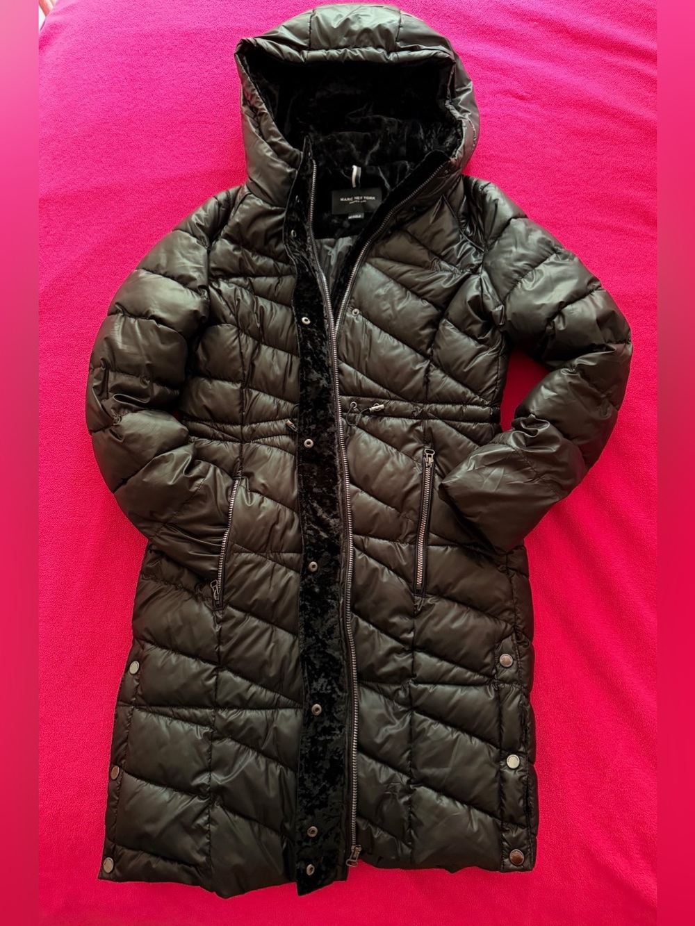 Andrew Marc New York Women’s Black Quilted Hooded Puffer Coat
